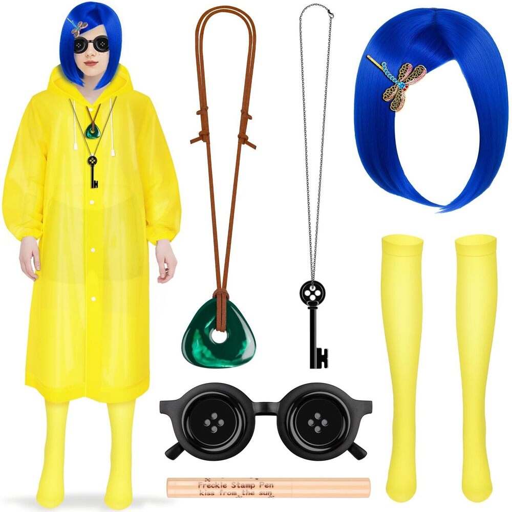2977 Halloween Cosplay Costume With Blue Wig And Yellow